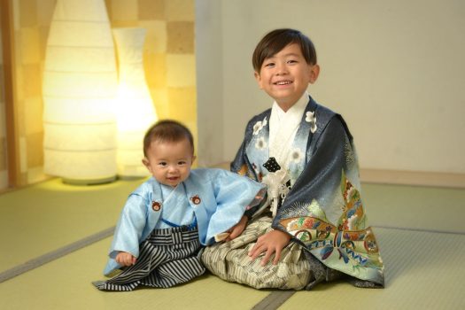 5歳男の子　七五三　着物　兄弟撮影