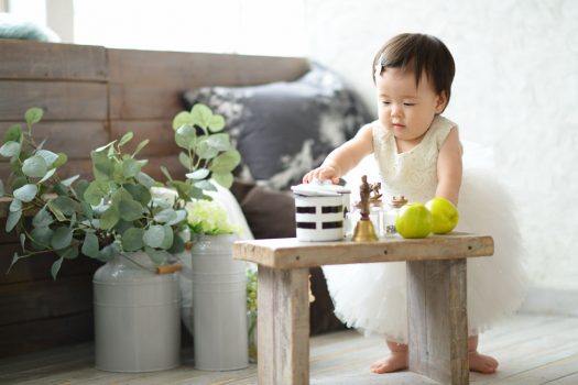 1歳　お誕生日撮影　ドレス　白