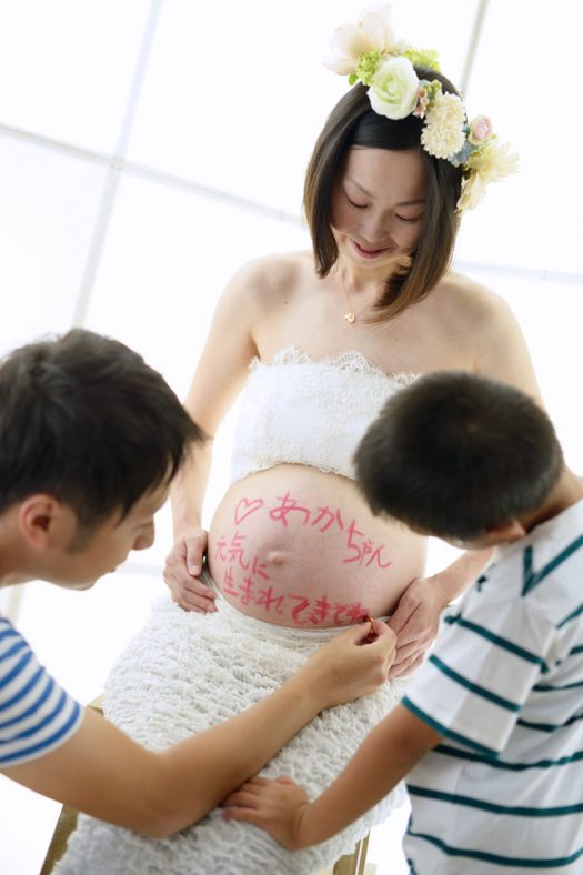 マタニティ　お兄ちゃんと一緒　ドレス　パパ達筆