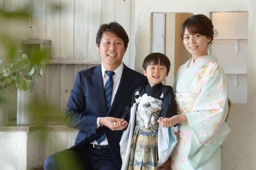 七五三　お母さんも着物　ご家族撮影