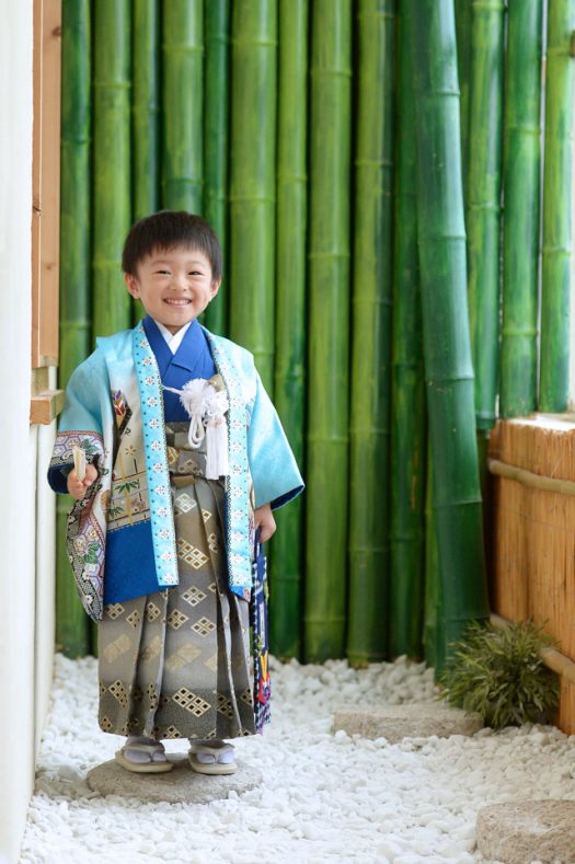 3歳男の子　七五三　水色　着物