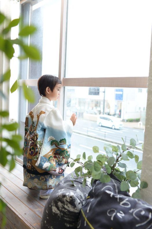 3歳男　七五三　白い着物