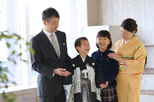 七五三　家族写真　5歳男の子