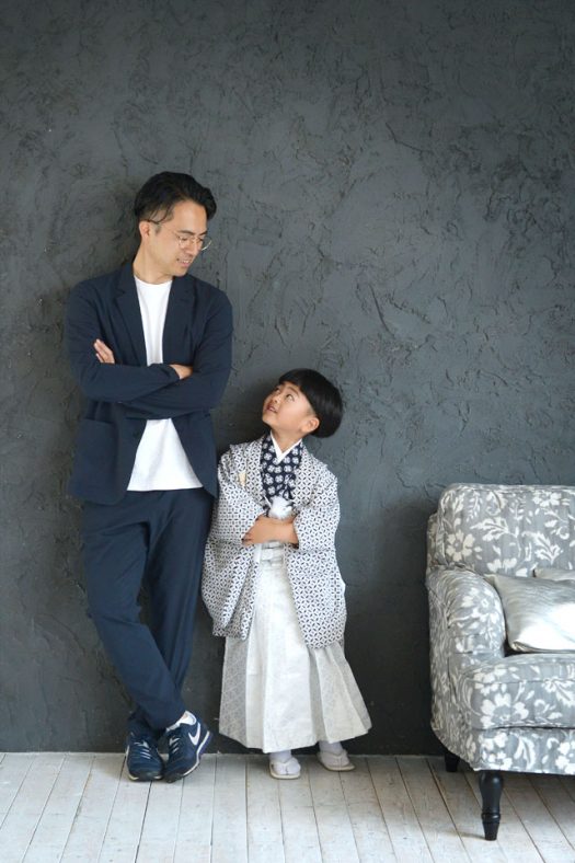 七五三　5歳　男の子　お父さんと一緒