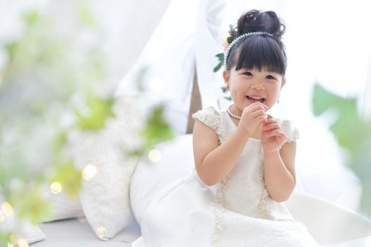 お誕生日撮影　奈良市　スタジオオレンジ　白いドレス