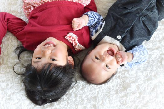 奈良市　生駒市　帝塚山　富雄　木津川市　精華町　スタジオレンジ　お宮参り　姉弟撮影　私服　カジュアル