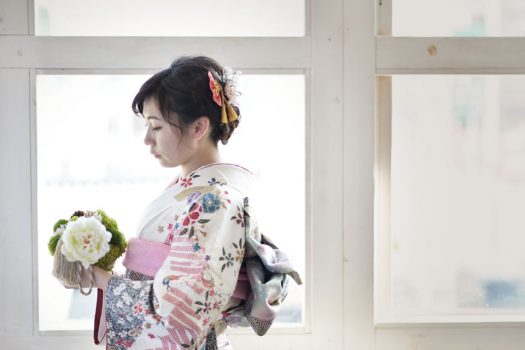 奈良市　生駒市　帝塚山　富雄　木津川市　精華町　スタジオレンジ　成人式前撮り　成人式後撮り　着物　白い着物
