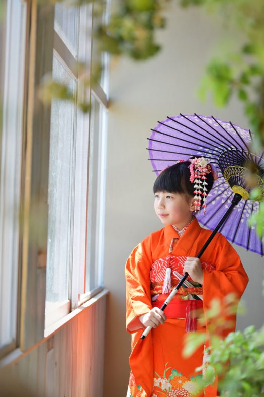 奈良市　生駒市　帝塚山　富雄　木津川市　精華町　登美ヶ丘　スタジオレンジ 写真館　フォトスタジオ　写真　七五三　朱色の着物