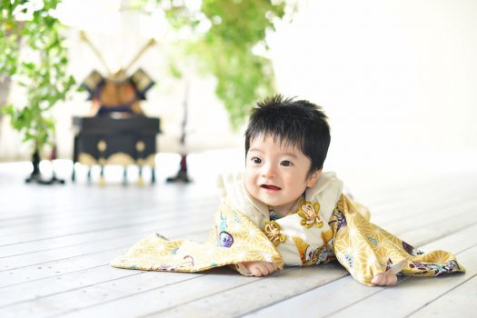 奈良市　生駒市　帝塚山　富雄　木津川市　精華町　登美ヶ丘スタジオレンジ　節句　着物　黄土色着物