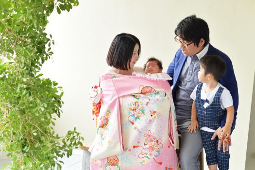 お宮参り　家族撮影