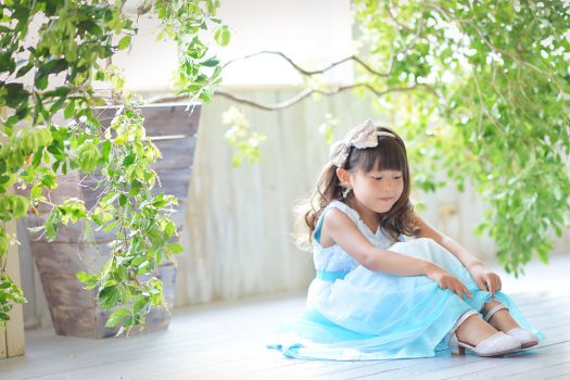 バースデー　水色　ドレス　女の子　リボン
