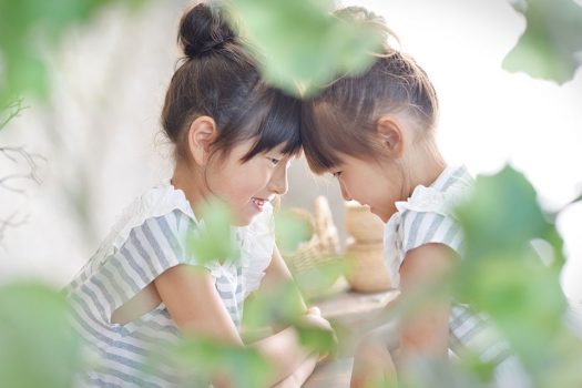 姉妹　夏服　私服　お団子