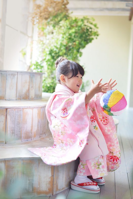 七五三　女の子　３才　ピンク　着物