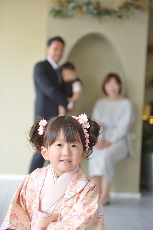 七五三　３歳　女の子　ピンク　着物　オリジナル
