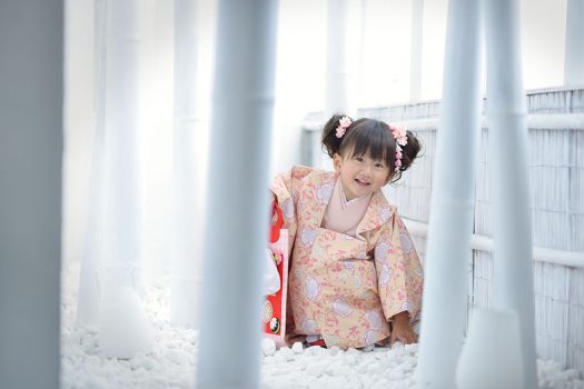 七五三　女の子　３歳　オリジナル着物　ピンク