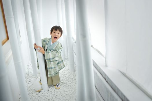 七五三　新作着物　袴　男の子　５歳　緑