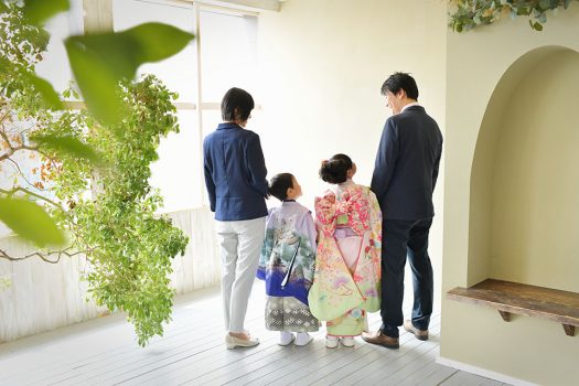 七五三　７歳　５歳　姉弟　家族撮影