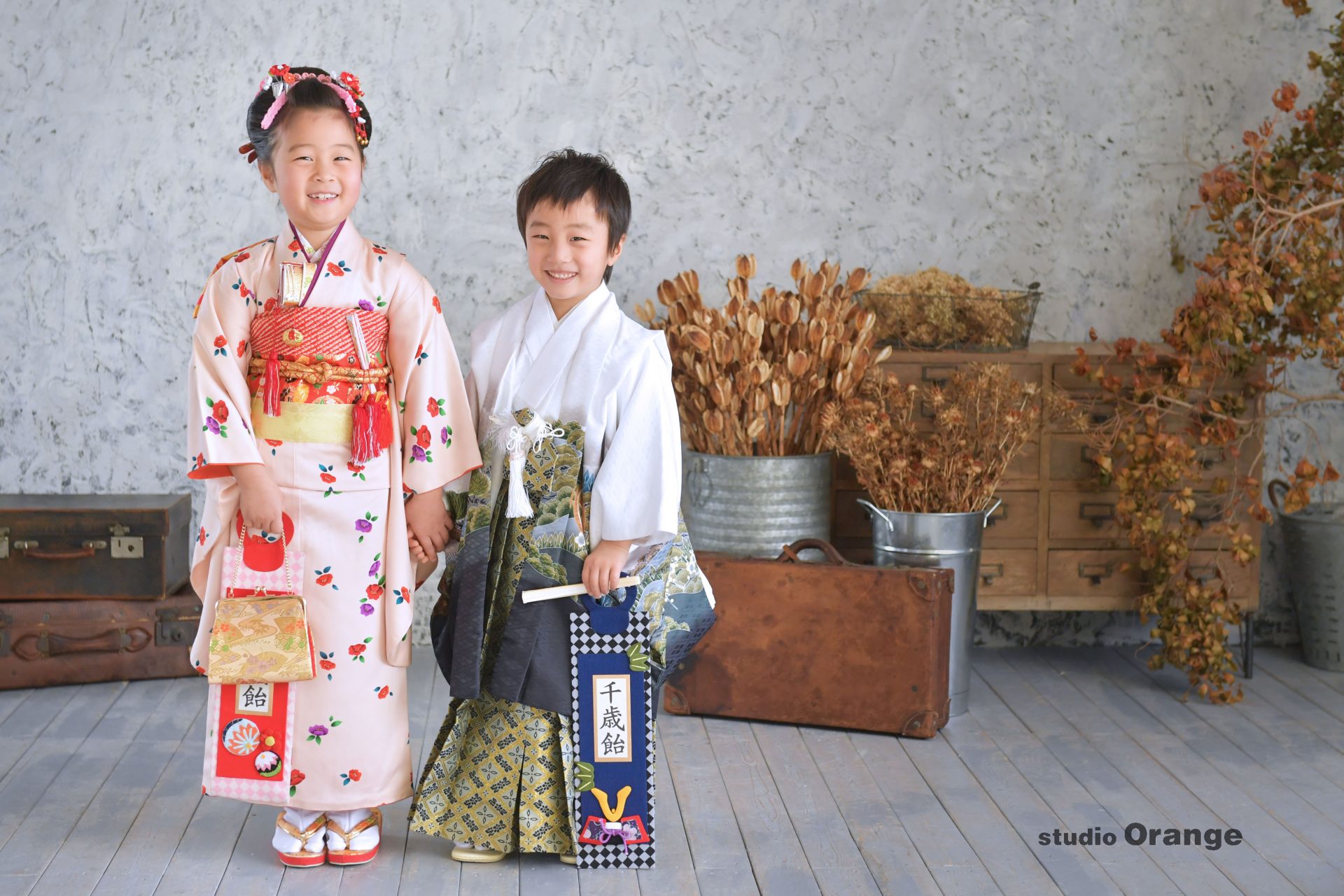 奈良市から持ち込み着物で7歳5歳の七五三撮影