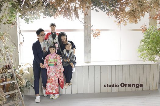 奈良　写真館　七五三　着物　袴　家族