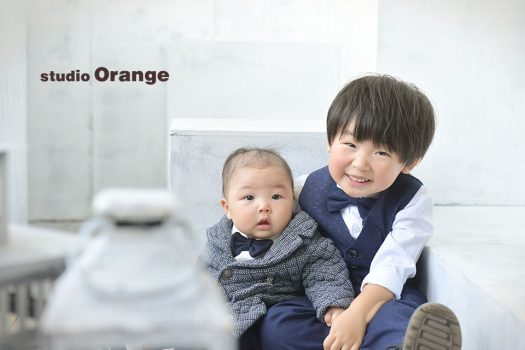 奈良店　フォトスタジオ　写真館　お宮参り　兄弟　姉妹　家族　和装　着物　産着　姉妹写し　兄弟写し