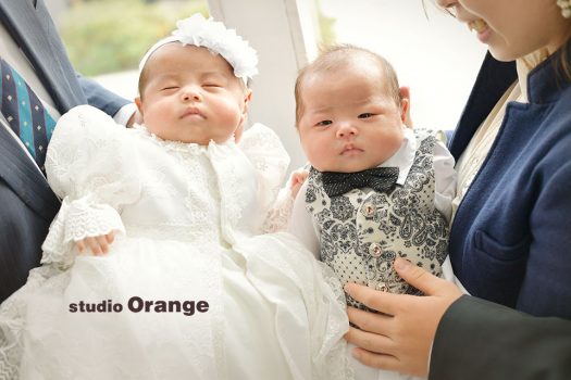 奈良店　フォトスタジオ　写真館　お宮参り　和装　産着　洋装　ベビードレス　兄弟写し　双子　男女双子