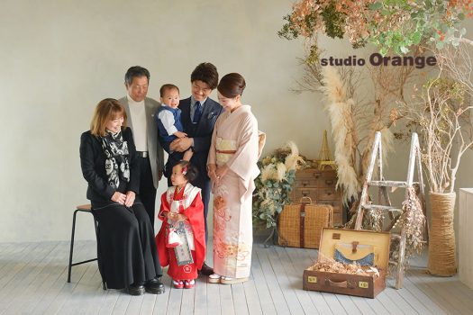 奈良店　フォトスタジオ　写真館　七五三　和装　着物　被布　袴　帯　家族写し