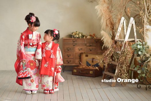 フォトスタジオ　写真館　七五三　和装　袴　帯　被布　姉妹写し　奈良市　学園前　生駒　大和郡山市　精華町　木津川市　春日大社　帯解寺　菅原天満宮　生駒大社　率川神社
