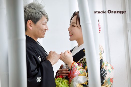 結婚式　ウェディング　和装　色打掛　フォトスタジオ　奈良店　オレンジ　写真館