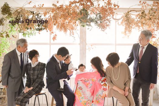 奈良市写真館　フォトスタジオ　スタジオオレンジ　お宮参り　春日大社　帯解寺　祝い着　初着