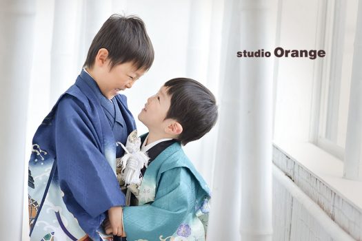 奈良フォトスタジオ　七五三　着物　兄弟撮影