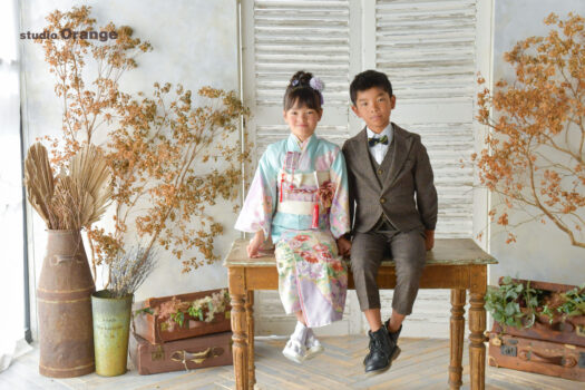 奈良県　奈良市　写真　写真館　フォトスタジオオレンジ　七五三　兄妹　バースデー　バースデーフォト　成人式　成人式前撮り　お宮参り　ペットフォト