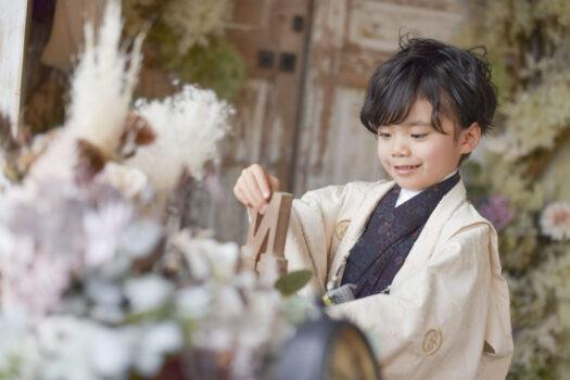 奈良市　スタジオ　写真館　5才　男の子　七五三　着物　写真スタジオ　写真
