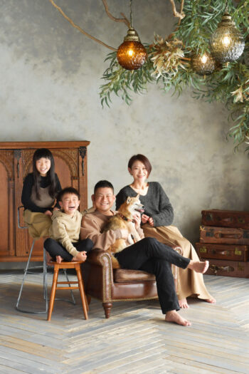 家族写真　ペット　柴犬　奈良