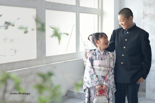 七五三　7歳　女の子　着物　兄弟　奈良市　写真館　スタジオオレンジ