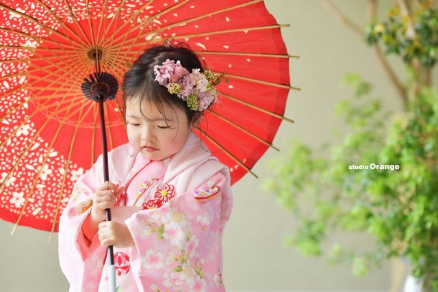 753　七五三　奈良　スタジオ　着物　3歳　兄妹　髪飾り　可愛い　おしゃれ　