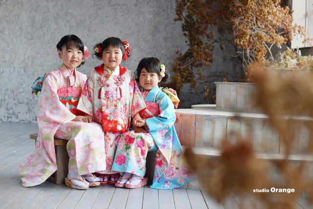 お着物　女の子　姉妹撮影　七五三　春日大社　奈良県写真スタジオ　スタジオオレンジ