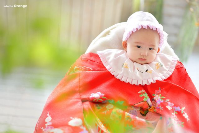 お宮参り　春日大社　生駒神社　帯解寺　よだれかけ　赤ちゃん　奈良市写真館　スタジオオレンジ