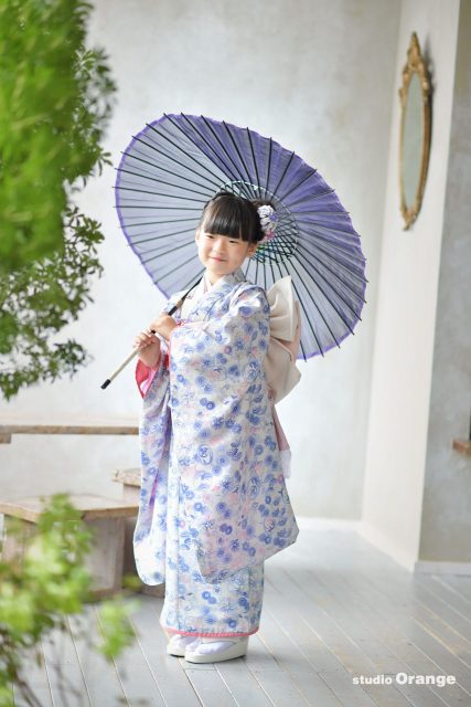 七五三　ドレス　奈良　写真館　紫着物