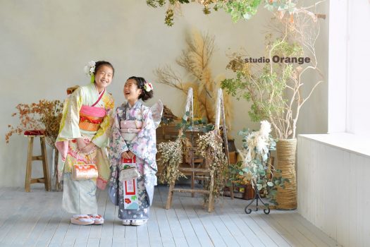 お着物　女の子　姉妹撮影　七五三　春日大社　奈良県写真スタジオ　スタジオオレンジ