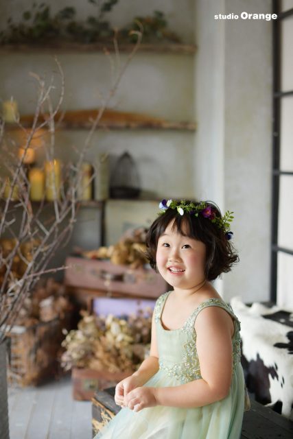 お誕生日撮影　バースデー　女の子ドレス　スタジオオレンジ　奈良県写真館　写真館　お誕生日