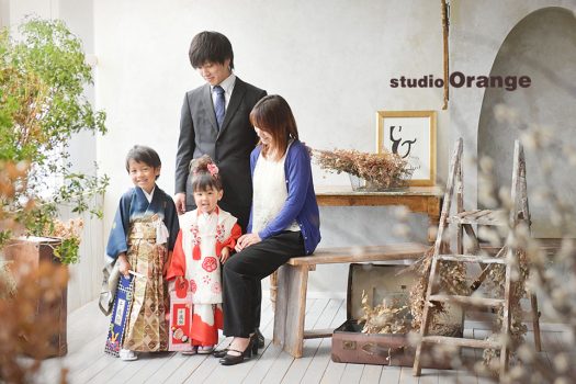 奈良店　フォトスタジオ　写真館　七五三　和装　着物　被布　帯　袴　家族写し