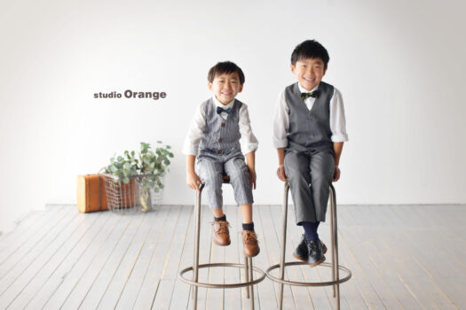 奈良市の写真スタジオ・スタジオオレンジで撮影した5歳男の子の七五三前撮り撮影　兄弟撮影