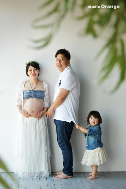 奈良市のフォトスタジオ・スタジオオレンジで撮影したマタニティフォト　マタニティドレス　36週