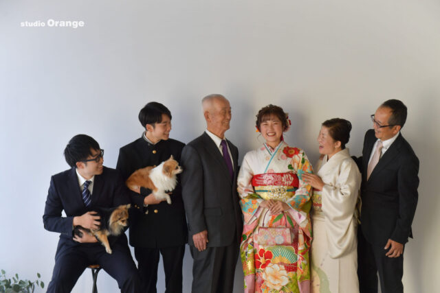 奈良市　スタジオオレンジ　成人式　家族写真