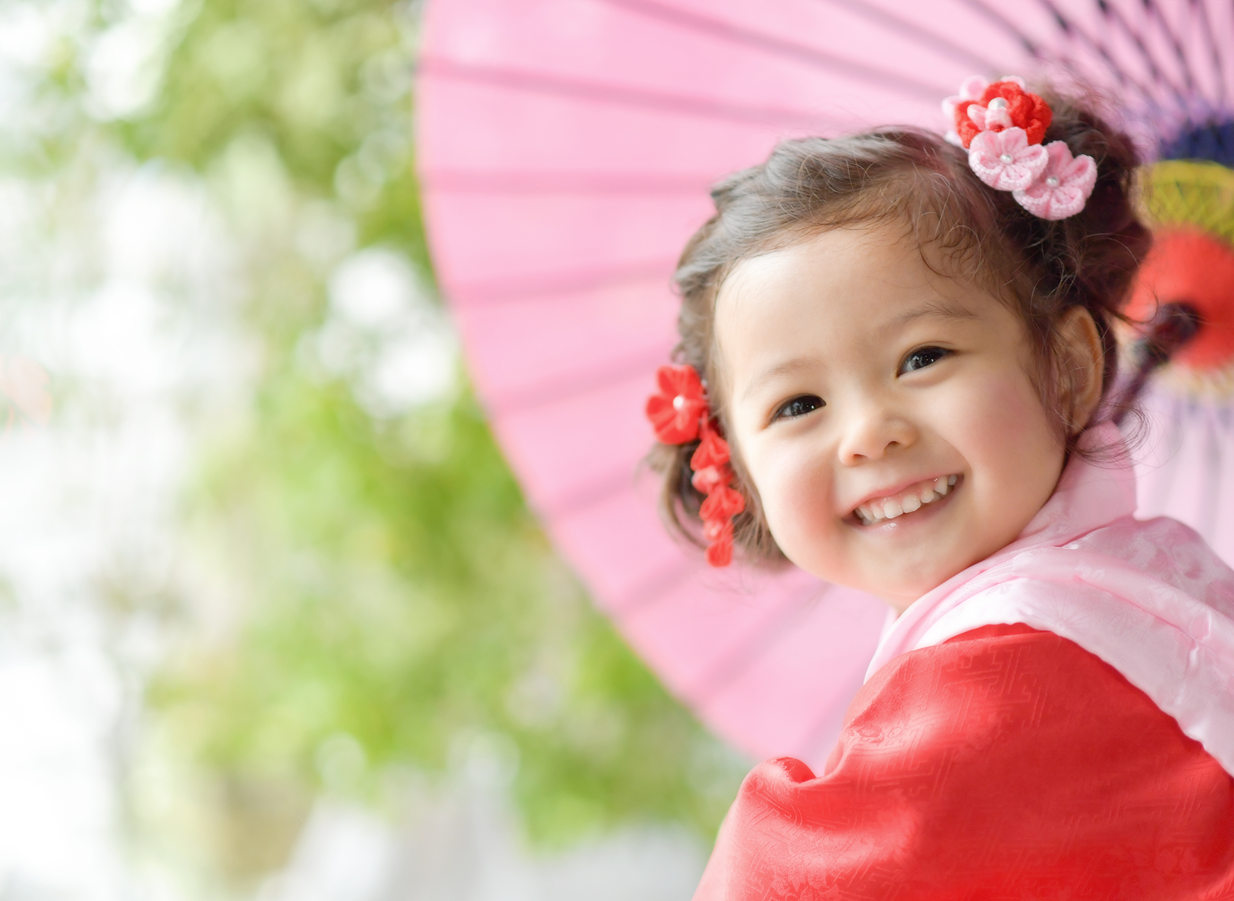 奈良市の写真館スタジオオレンジで撮影した七五三撮影 3歳女の子 被布着物