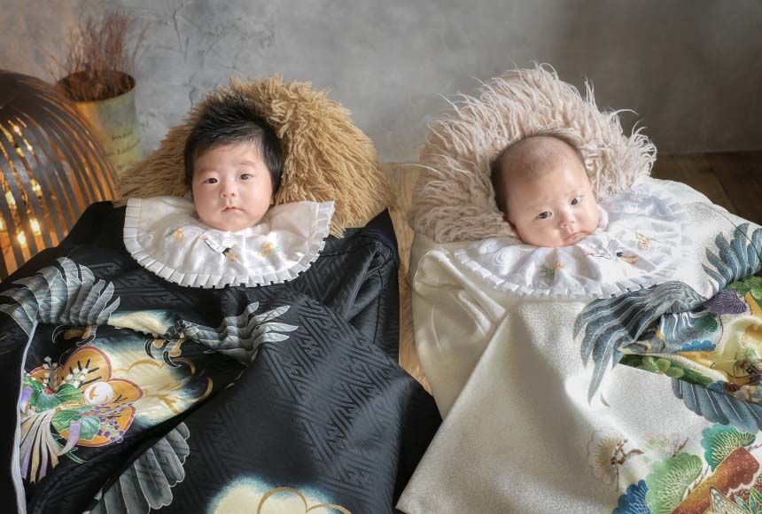 双子の男の子のお宮参り