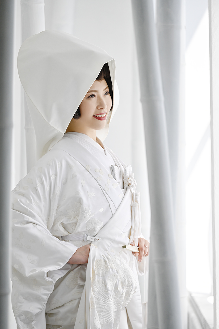 奈良市の写真館スタジオオレンジで撮影したウェディングフォト 新郎新婦 白無垢 綿帽子