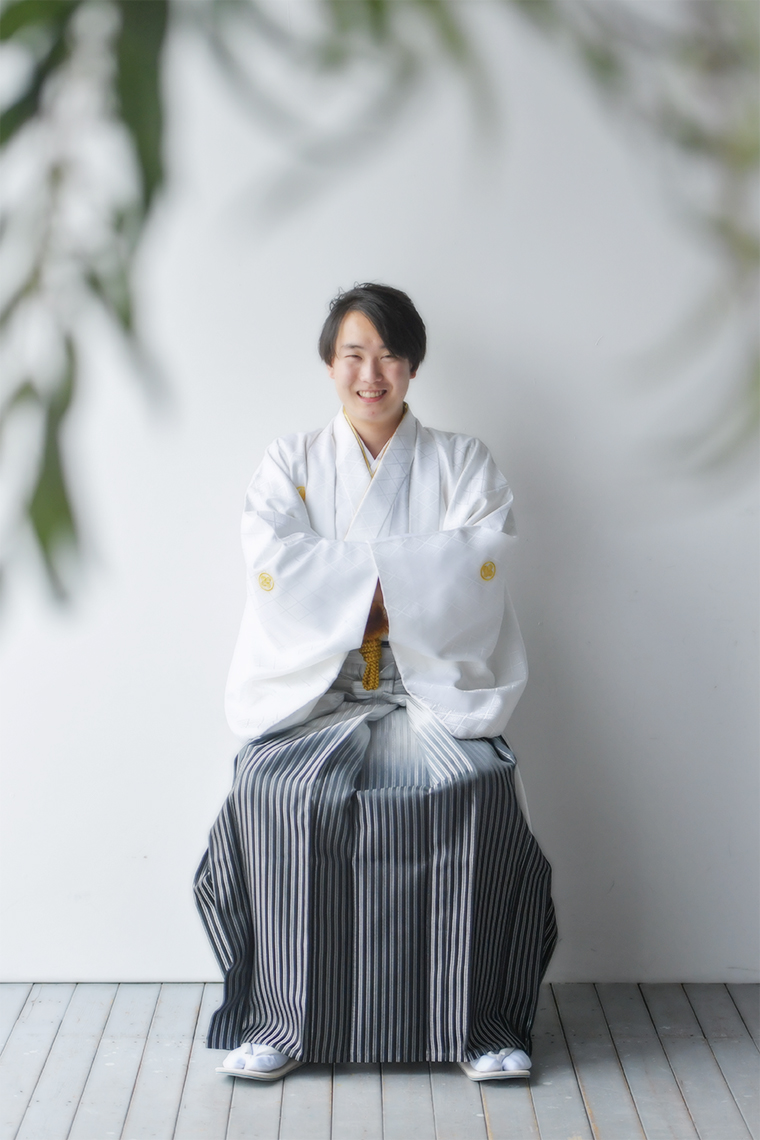 奈良市の写真館スタジオオレンジで撮影した成人式記念撮影 20歳男の子 紋付袴