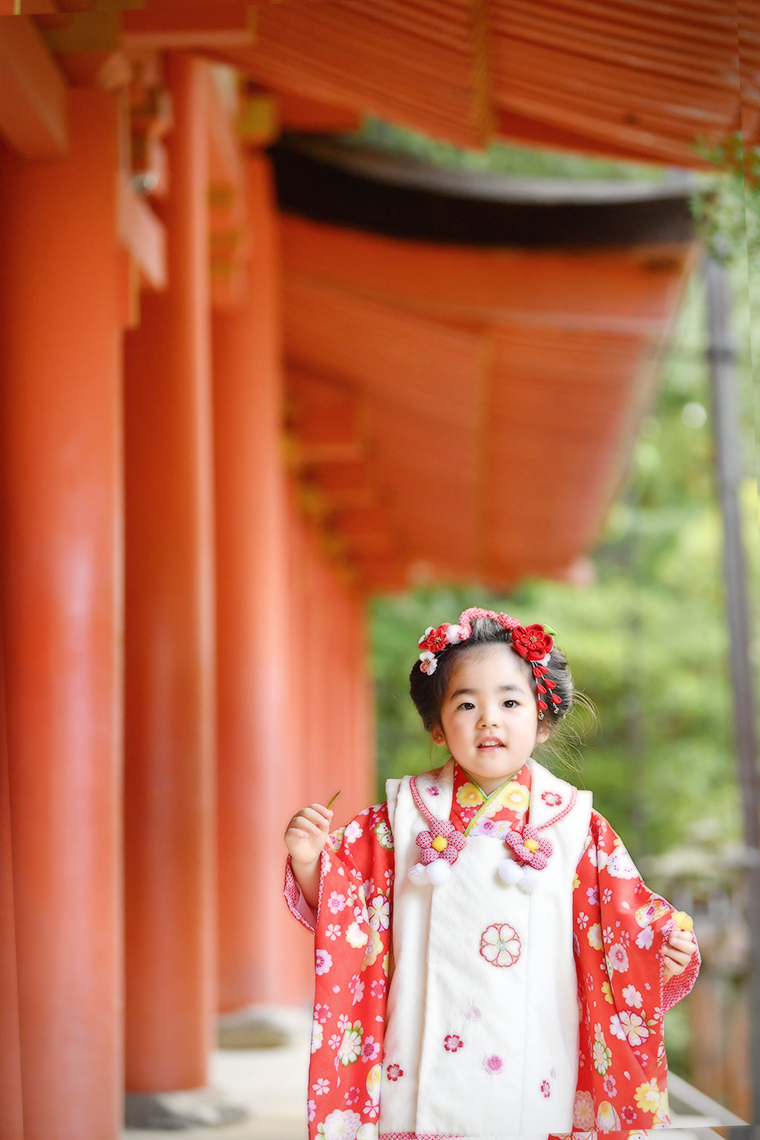 春日大社で七五三撮影 出張写真撮影 3歳女の子
