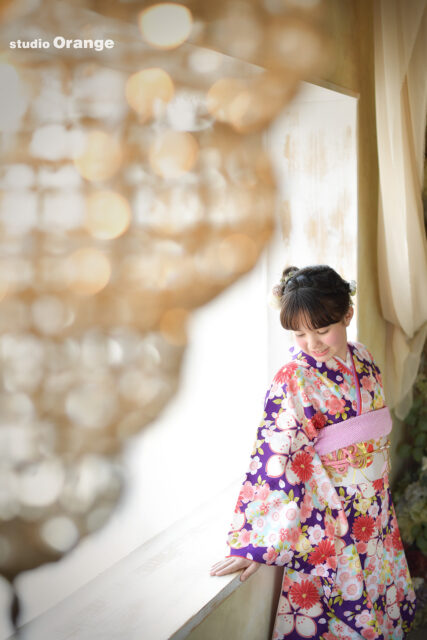 10歳記念　ハーフ成人式　女の子　レンタル着物　スタジオ撮影　奈良